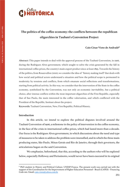 The Politics of the Coffee Economy: the Conflicts Between the Republican