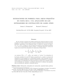 Estimaciones De Pobreza Para Areas Peque˜Nas En Costa Rica
