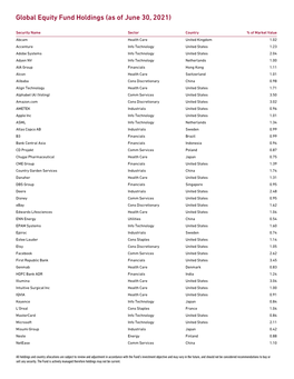 HLF Plc Global Equity Fund Holdings