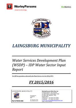 Water Services Development Plan (WSDP) – IDP Water Sector Input Report