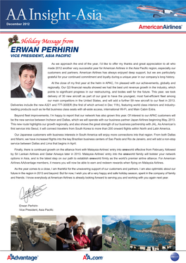 Holiday Message from ERWAN PERHIRIN VICE PRESIDENT, ASIA PACIFIC