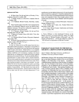 (1991) 17 Faraday's Election to the Royal Society