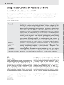 Ciliopathies: Genetics in Pediatric Medicine