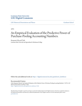 An Empirical Evaluation of the Predictive Power of Purchase-Pooling Accounting Numbers