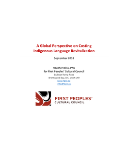 A Global Perspective on Costing Indigenous Language Revitalization