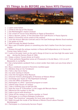 55 Things to Do at NYU Florence