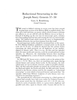 Redactional Structuring in the Joseph Story: Genesis 37-50 Gary A