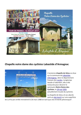 Chapelle Notre Dame Des Cyclistes Labastide D'armagnac