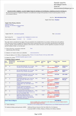 Ram Bhagat Chawla Email Id: Directorestates@Indiapost.Gov.In