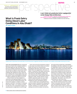 What Is Frank Gehry Doing About Labor Conditions in Abu Dhabi?