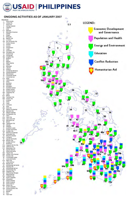 Ongoing Activities As of January 2007 Matrix of Ongoing Usaid Activities Per Province (January 2007)