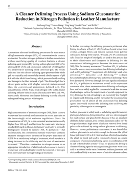 A Cleaner Deliming Process Using Sodium Gluconate for Reduction In