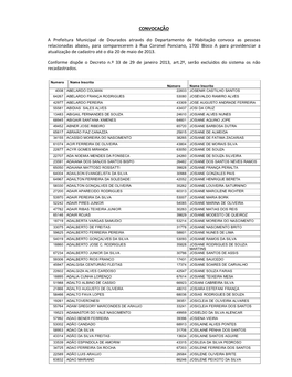 Convocação Para Recadastramento