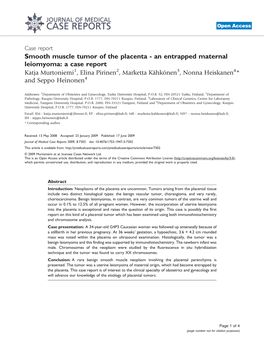 Smooth Muscle Tumor of the Placenta