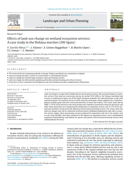 Effects of Land-Use Change on Wetland Ecosystem Services