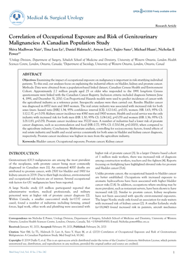 Correlation of Occupational Exposure and Risk of Genitourinary