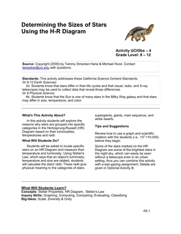 Determining the Sizes of Stars Using the H-R Diagram