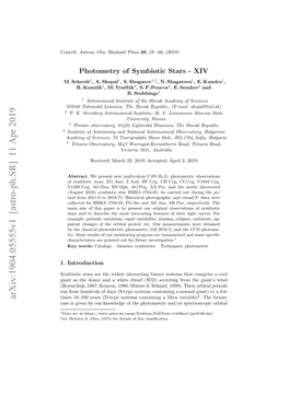 Arxiv:1904.05555V1 [Astro-Ph.SR] 11 Apr 2019 1 Skalnat´E Pleso Obs