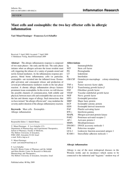 Mast Cells and Eosinophils: the Two Key Effector Cells in Allergic Inﬂammation