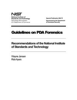 NIST SP 800-72, Guidelines on PDA Forensics