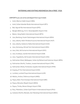 Entering and Exiting Indonesia on a Free Visa