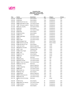 Competition Order Baton Rouge, LA Mar 6-8, 2020 Crowne Plaza Hotel Baton Rouge 03/06/2020