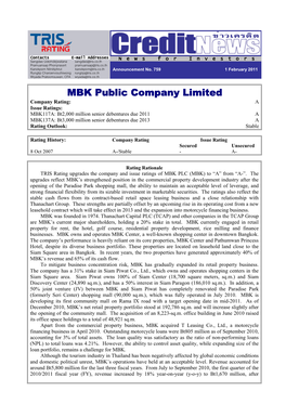 MBK Public Company Limited Public Company