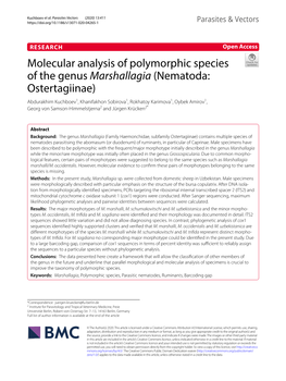 Molecular Analysis of Polymorphic Species of the Genus Marshallagia