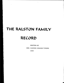 Ralston Family History by Turner 1958