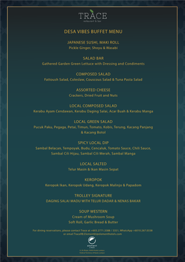 Desa Vibes Buffet Menu