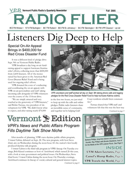 Listeners Dig Deep to Help Special On-Air Appeal Brings in $400,000 for Red Cross Disaster Fund It Was a Different Kind of Pledge Drive Sept