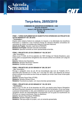 Terça-Feira, 28/05/2019