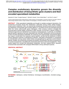 Complex Evolutionary Dynamics Govern the Diversity and Distribution of Biosynthetic Gene Clusters and Their Encoded Specialized Metabolites