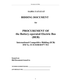 PROCUREMENT of the Battery-Operated Electric Bus (BEB)