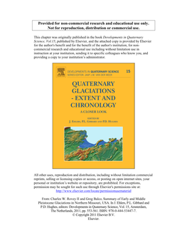 Summary of Early and Middle Pleistocene Glaciations in Northern Missouri, USA