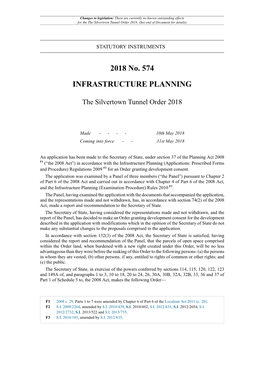 The Silvertown Tunnel Order 2018