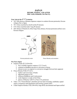 Japan Before, During, and After the Nara Period (710-784 Ce)