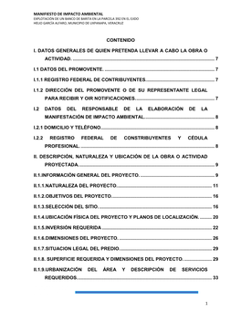 Manifiesto De Impacto Ambiental Explotación De Un Banco De Barita En La Parcela 392 En El Ejido Helio García Alfaro, Municipio De Uxpanapa, Veracruz