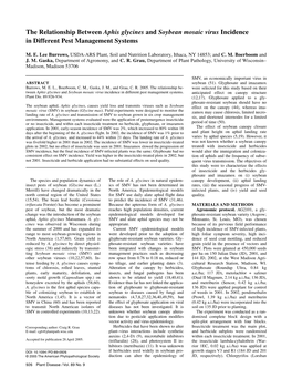 The Relationship Between Aphis Glycines and Soybean Mosaic Virus Incidence in Different Pest Management Systems