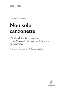 Non Solo Canzonette L’Italia Della Ricostruzione E Del Miracolo Attraverso Il Festival Di Sanremo