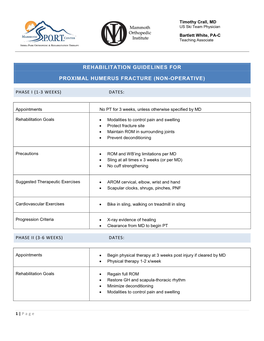 Proximal Humerus Fracture Non-Operative