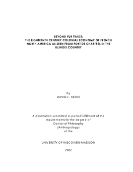 Beyond Fur Trade: the Eighteenth Century Colonial Economy of French North America As Seen from Fort De Chartres in the Illinois Country