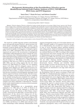 Phylogenetic Relationships of the Pseudobulbous Tillandsia Species