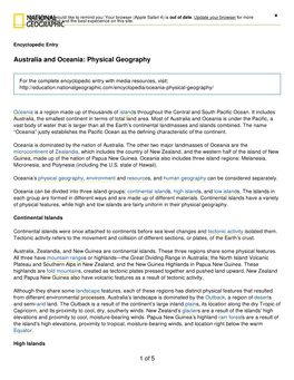 Australia and Oceania: Physical Geography ×