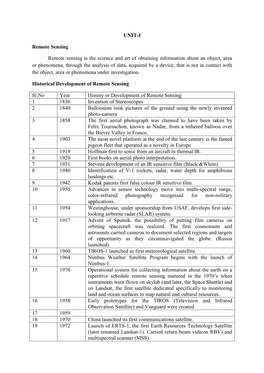 UNIT-I Remote Sensing Remote Sensing Is the Science and Art Of