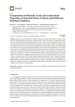 Composition of Phenolic Acids and Antioxidant Properties of Selected Pulses Cooked with Different Heating Conditions