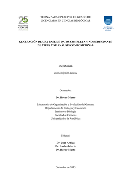 Generación De Una Base De Datos Completa Y No Redundante De Virus Y Su Análisis Composicional