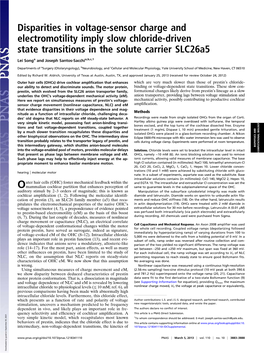 Disparities in Voltage-Sensor Charge and Electromotility Imply Slow Chloride-Driven State Transitions in the Solute Carrier Slc26a5