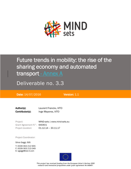 The Rise of the Sharing Economy and Automated Transport - Annex a Deliverable No