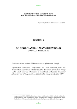 Sc Georgian Railway Green Bond (Project Kolkheti)